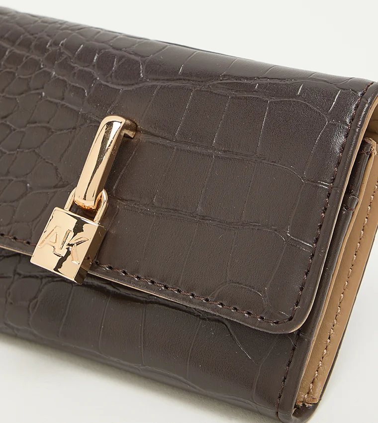 ANNE KLEIN  Anne Klein Croc Textured Flap Wallet for Women | Best Price UAE